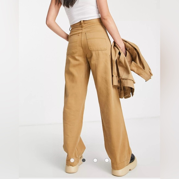 Top Shop co-ord straight leg casual trouser cargo in washed camel size US 6 NWT - Picture 9 of 11
